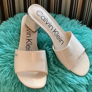 Calvin Klein Glossy Off-White Mules